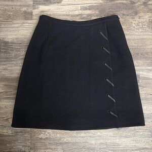 Claude Montana Vintage Black Wool Blend Faux Wrap Lace-Up Side Detail Size 42